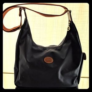 Longchamp navy nylon messenger bag